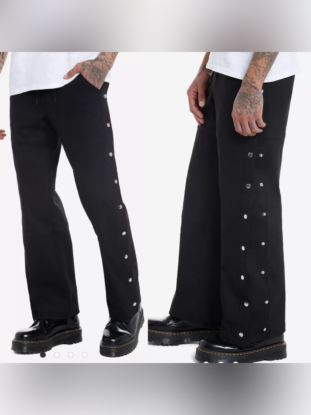 Hot Topic Black Snap-Button Wide Leg Baggy Pants Size Large
